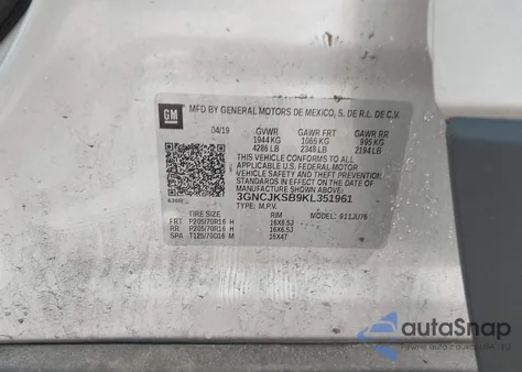 2019 Chevrolet Trax Ls from USA, damaged, VIN 3GNCJKSB9KL351961